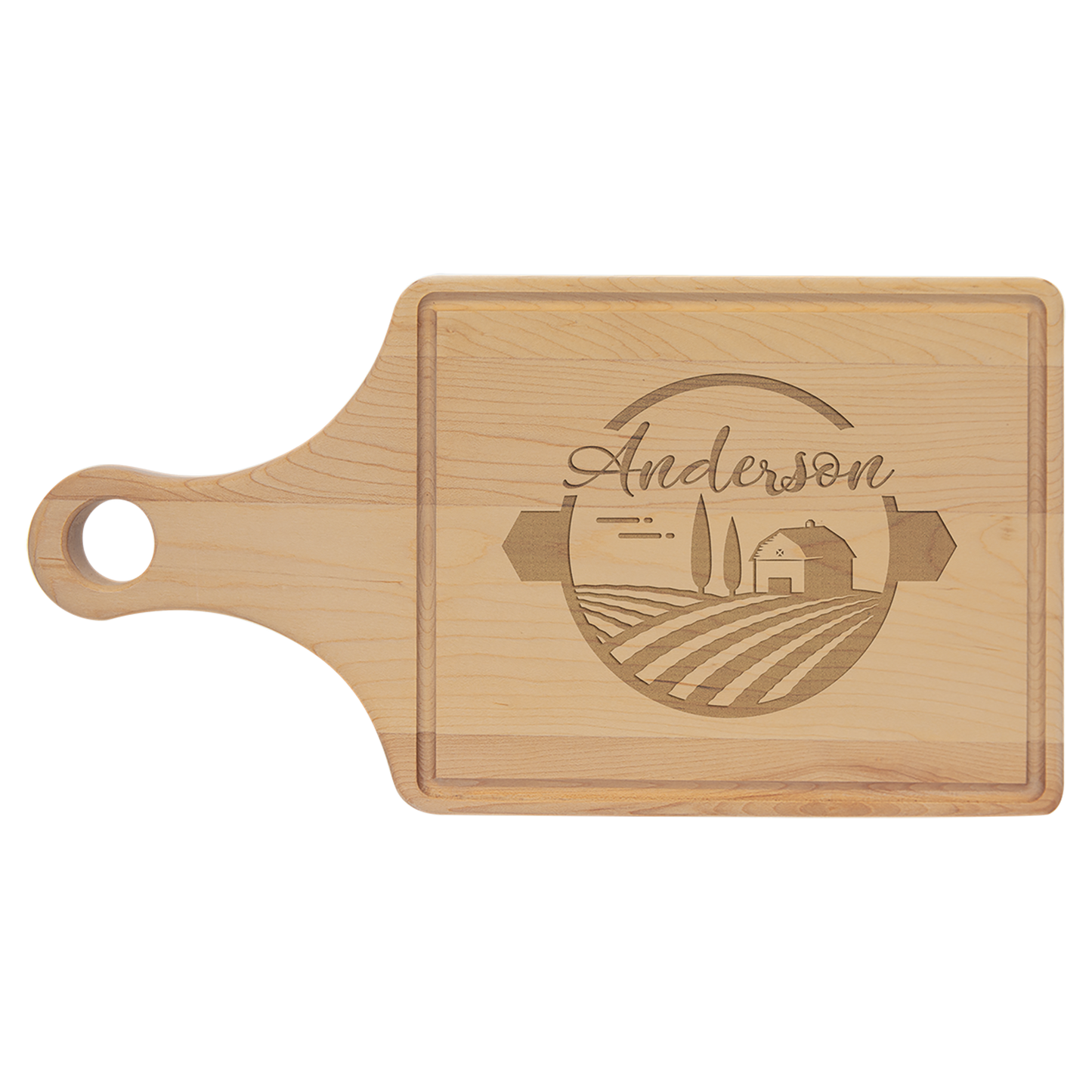 Paddle Shaped Maple Cutting Board with Drip Ring